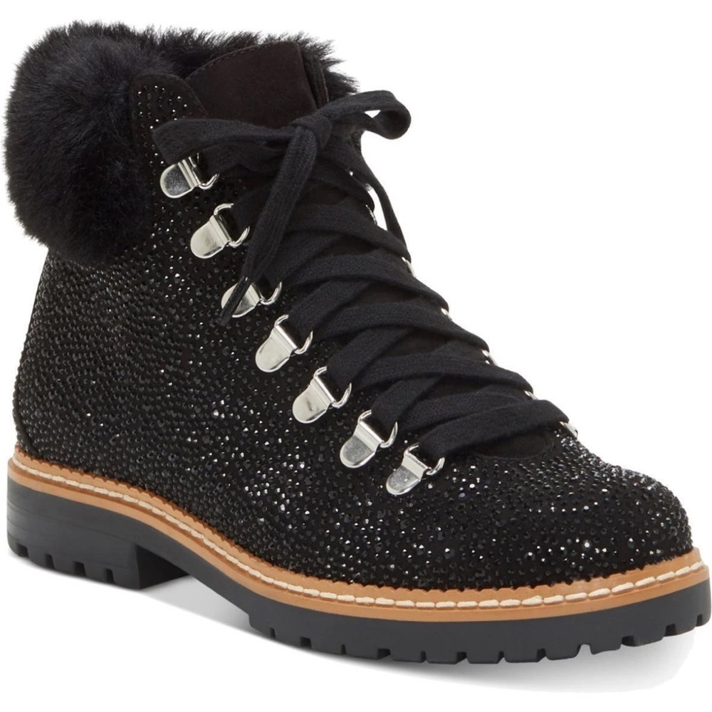 INC INTERNATIONAL CONCEPTS PRAVALE BLING FUR HIKING ANKLE BOOTS SIZE 7.5 ✨